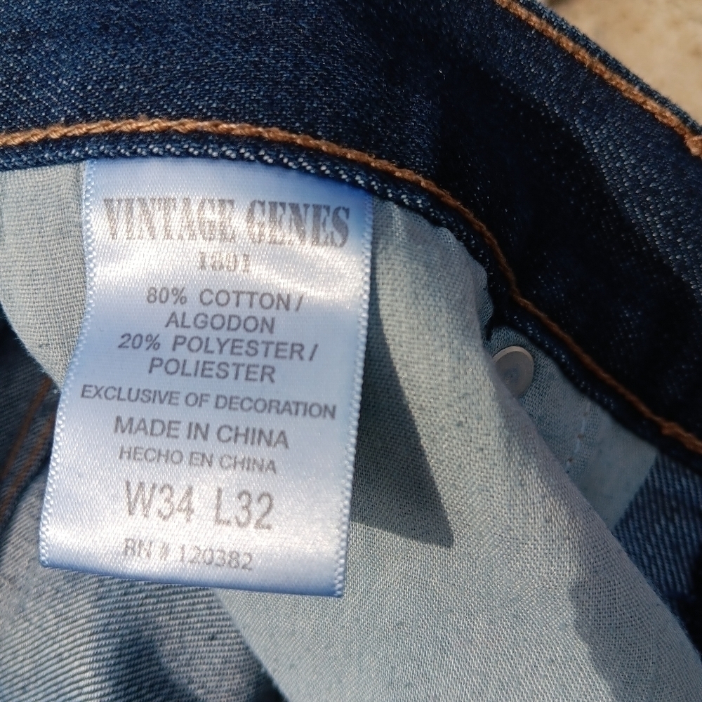 Vintage Genes 1891 Men’s Straight Slim Jeans. Men's Size 34/32 - Picture 2 of 8